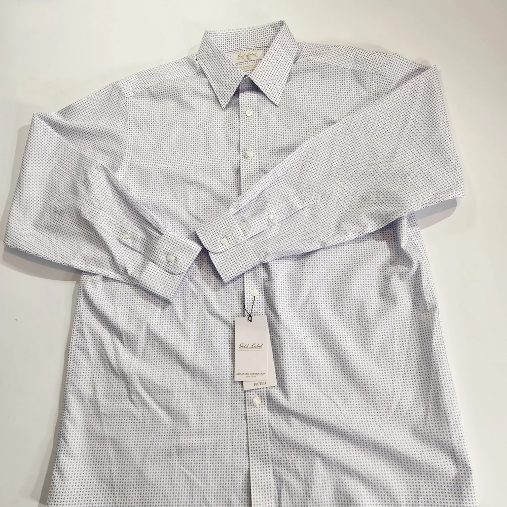 Roundtree & Yorke White and Blue Patterned Dress Shirt - Picture 5 of 13